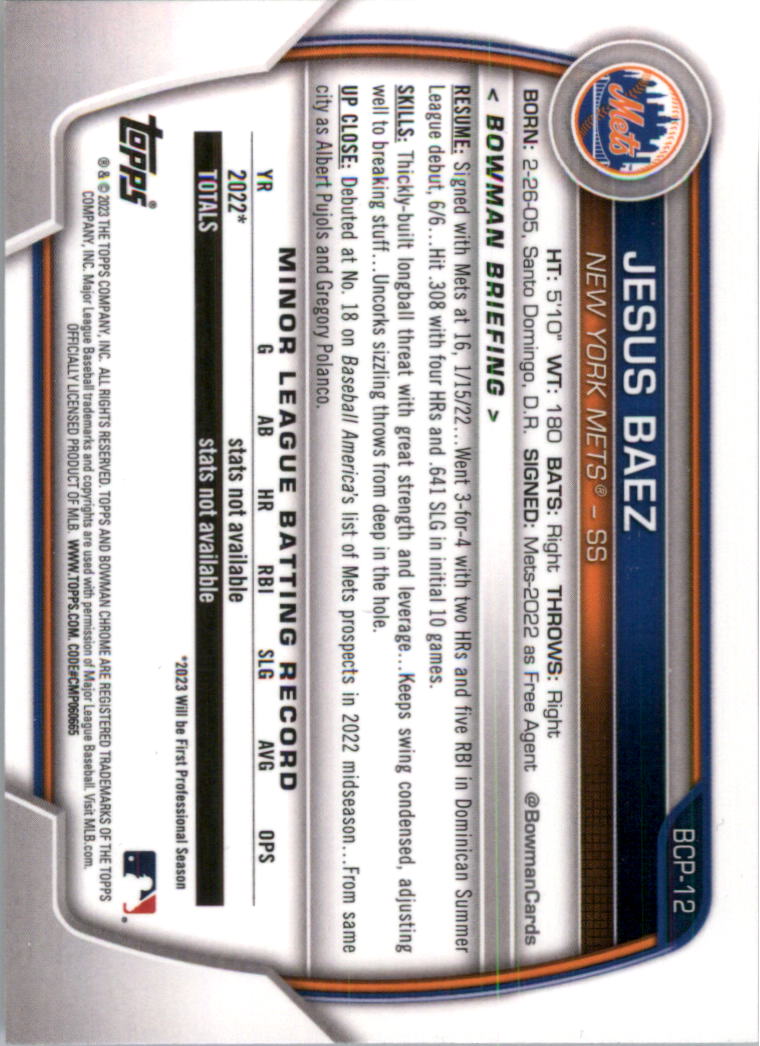 Selección de tarjeta de béisbol Bowman Chrome Prospects 2023 (base) - Imagen 17 de 438