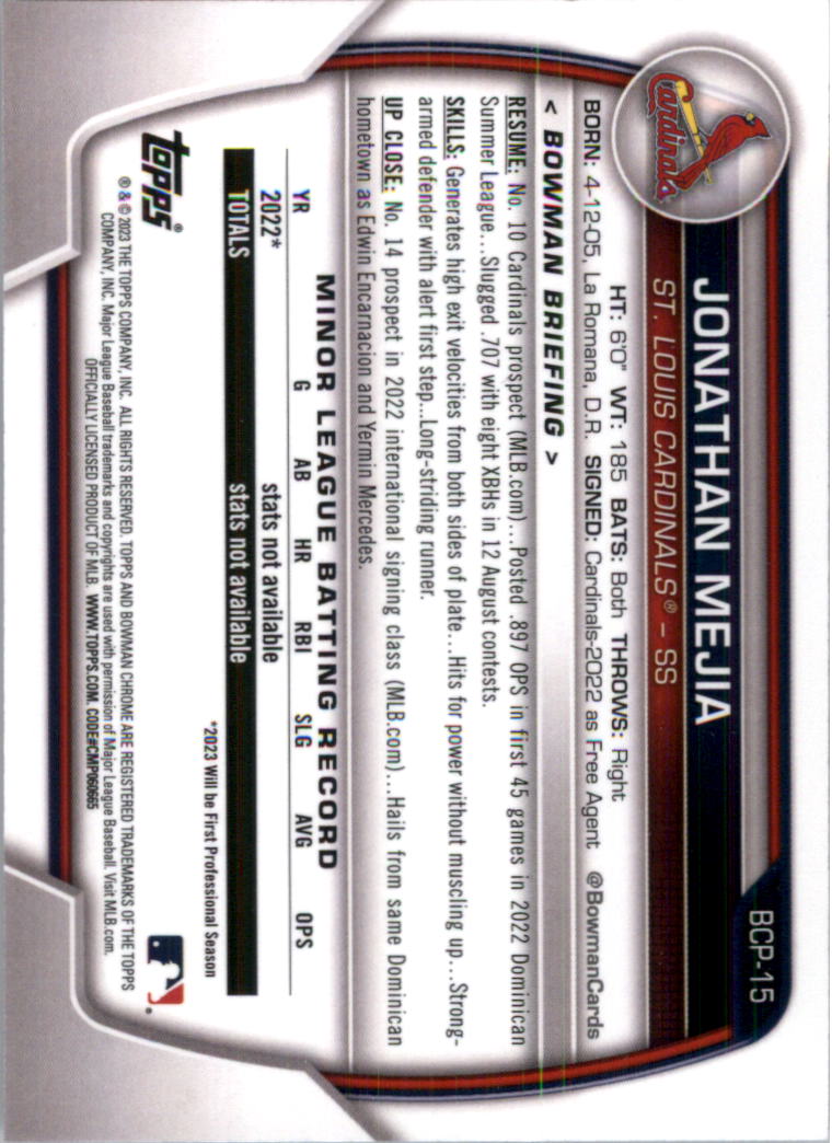 Selección de tarjeta de béisbol Bowman Chrome Prospects 2023 (base) - Imagen 23 de 438