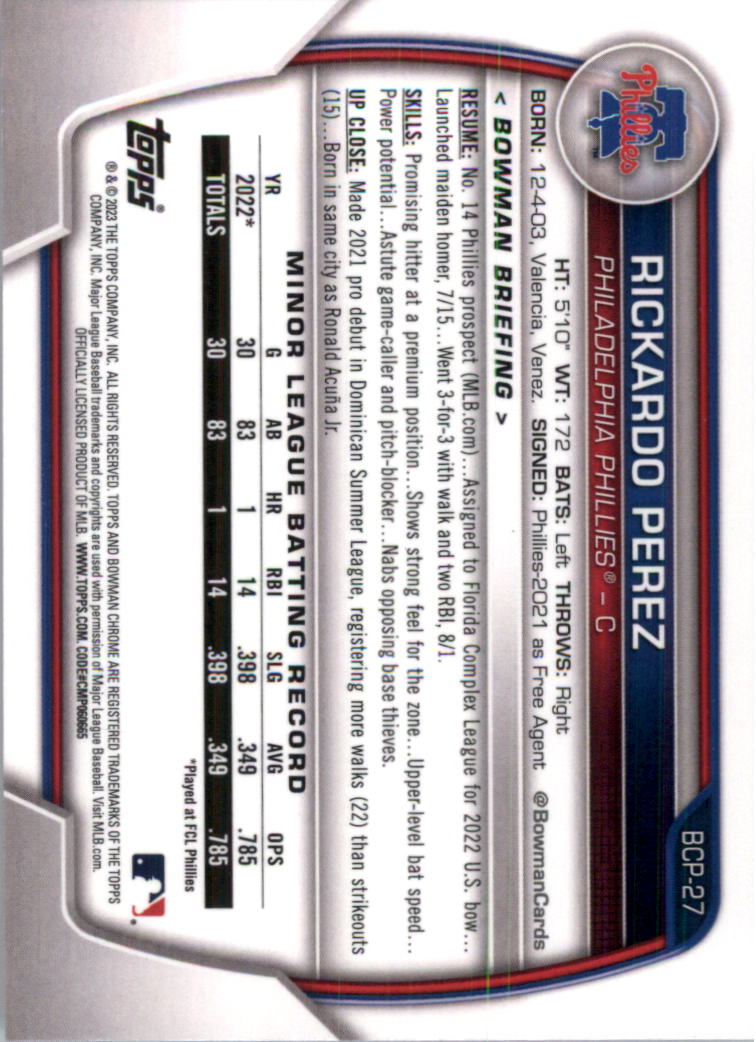 Selección de tarjeta de béisbol Bowman Chrome Prospects 2023 (base) - Imagen 41 de 438