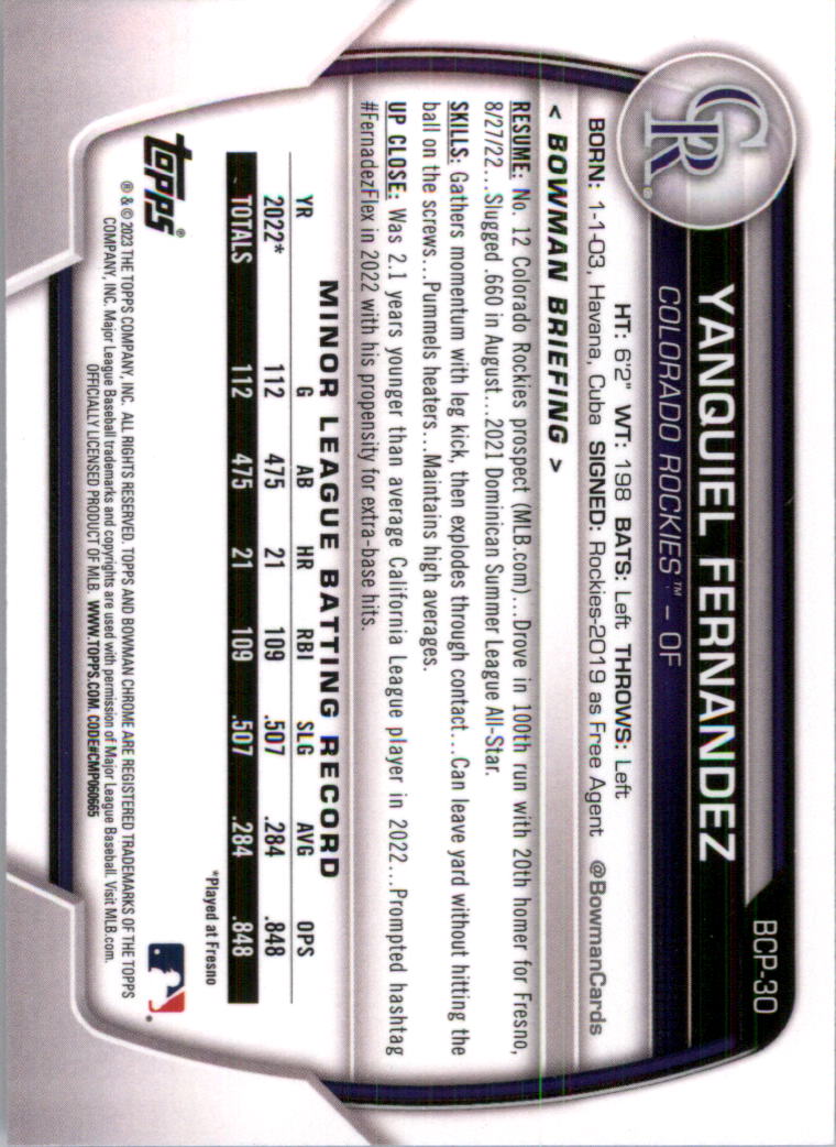 Selección de tarjeta de béisbol Bowman Chrome Prospects 2023 (base) - Imagen 47 de 438