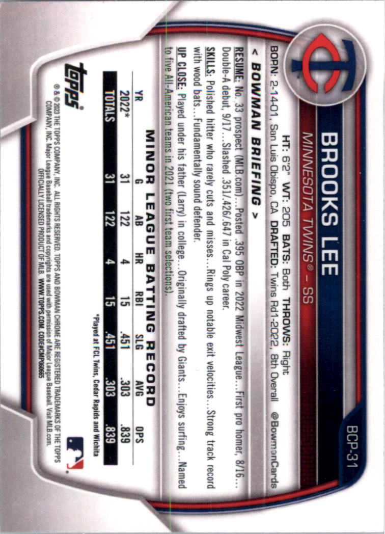 Selección de tarjeta de béisbol Bowman Chrome Prospects 2023 (base) - Imagen 49 de 438