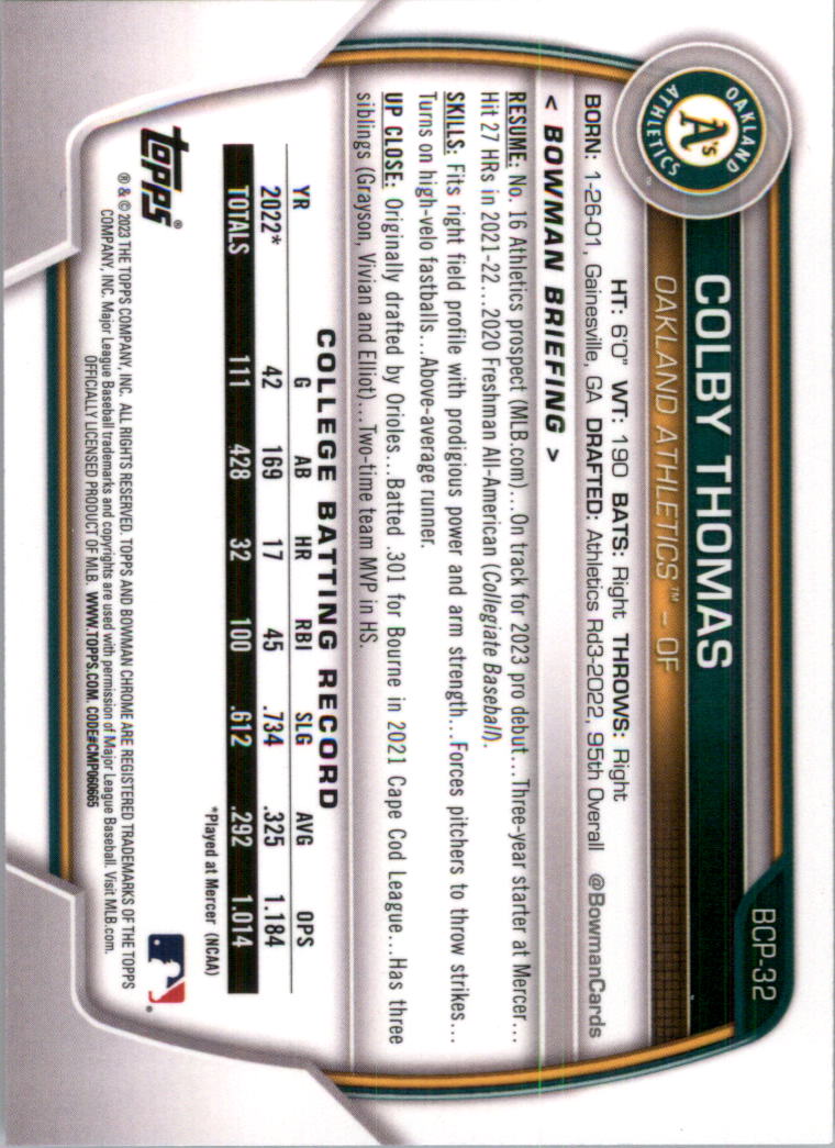 Selección de tarjeta de béisbol Bowman Chrome Prospects 2023 (base) - Imagen 51 de 438
