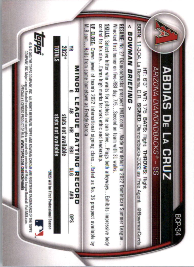 Selección de tarjeta de béisbol Bowman Chrome Prospects 2023 (base) - Imagen 53 de 438