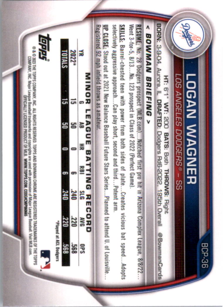 Selección de tarjeta de béisbol Bowman Chrome Prospects 2023 (base) - Imagen 57 de 438