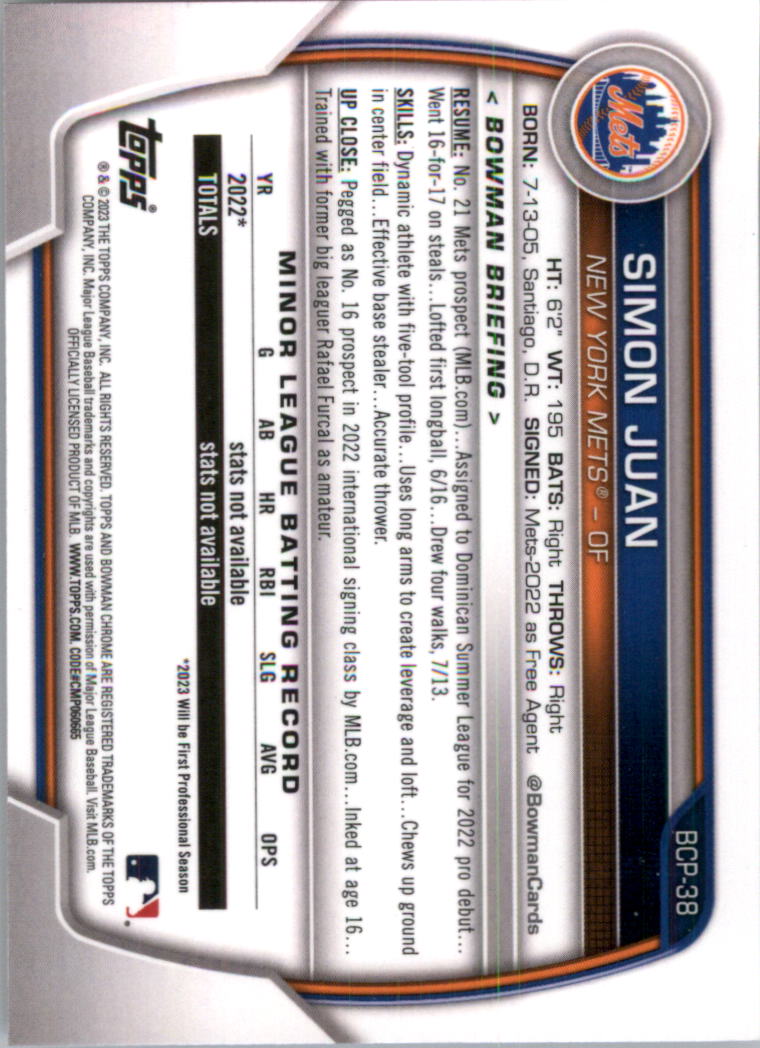 Selección de tarjeta de béisbol Bowman Chrome Prospects 2023 (base) - Imagen 61 de 438