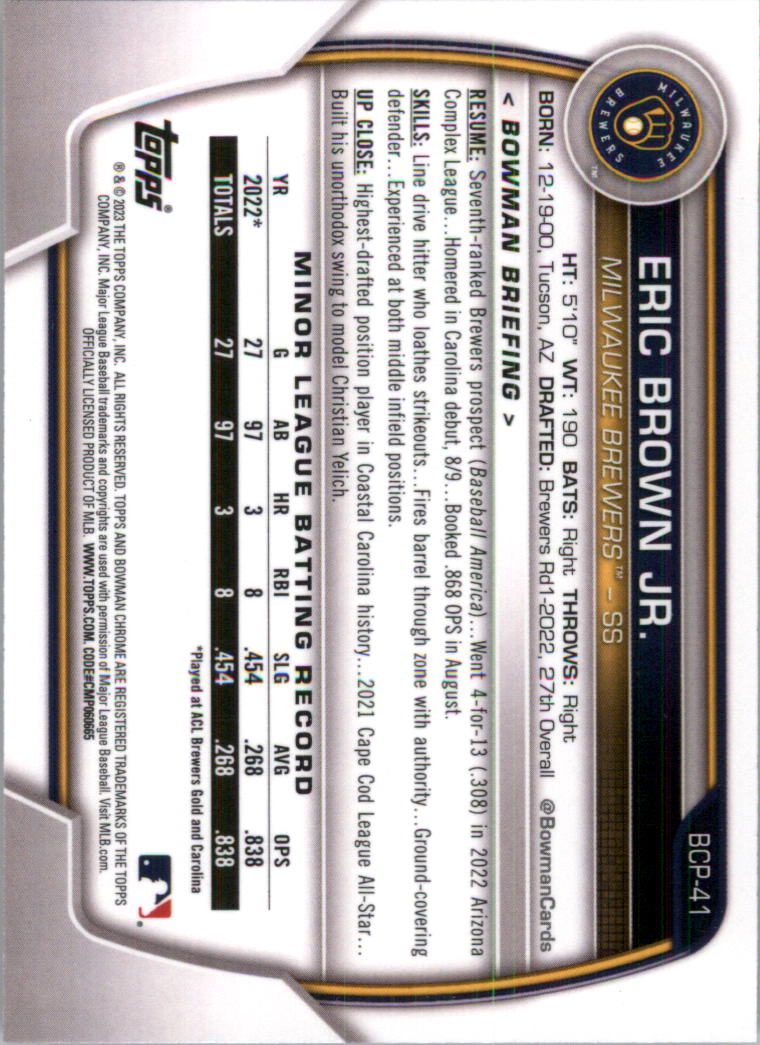 Selección de tarjeta de béisbol Bowman Chrome Prospects 2023 (base) - Imagen 65 de 438