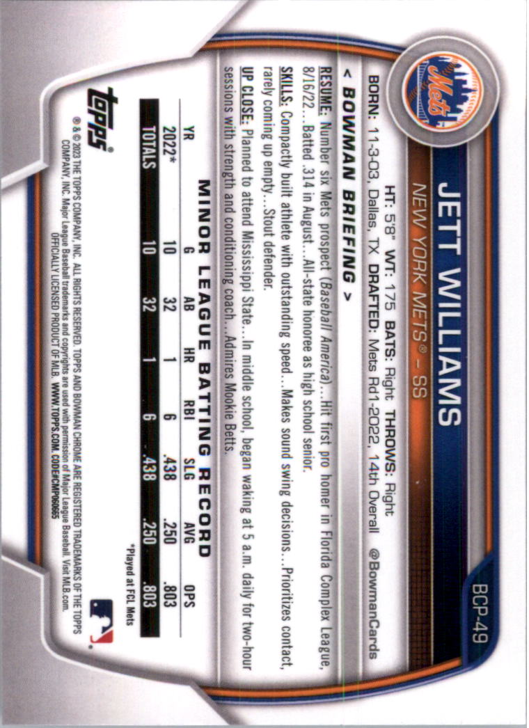 Selección de tarjeta de béisbol Bowman Chrome Prospects 2023 (base) - Imagen 81 de 438