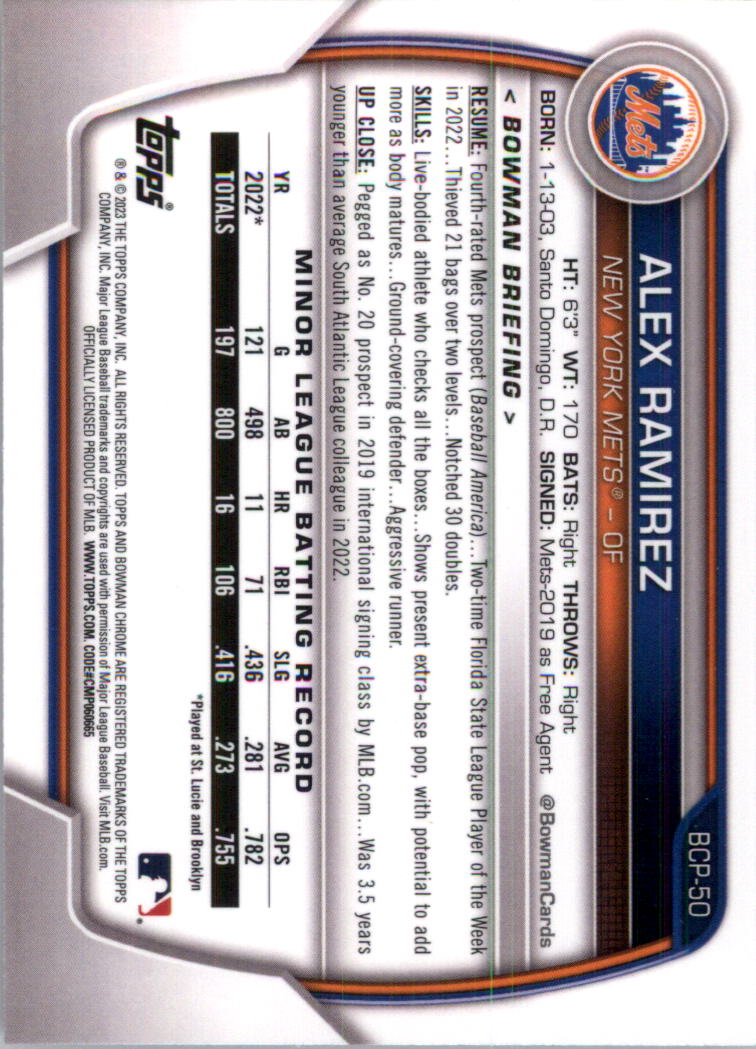 Selección de tarjeta de béisbol Bowman Chrome Prospects 2023 (base) - Imagen 83 de 438