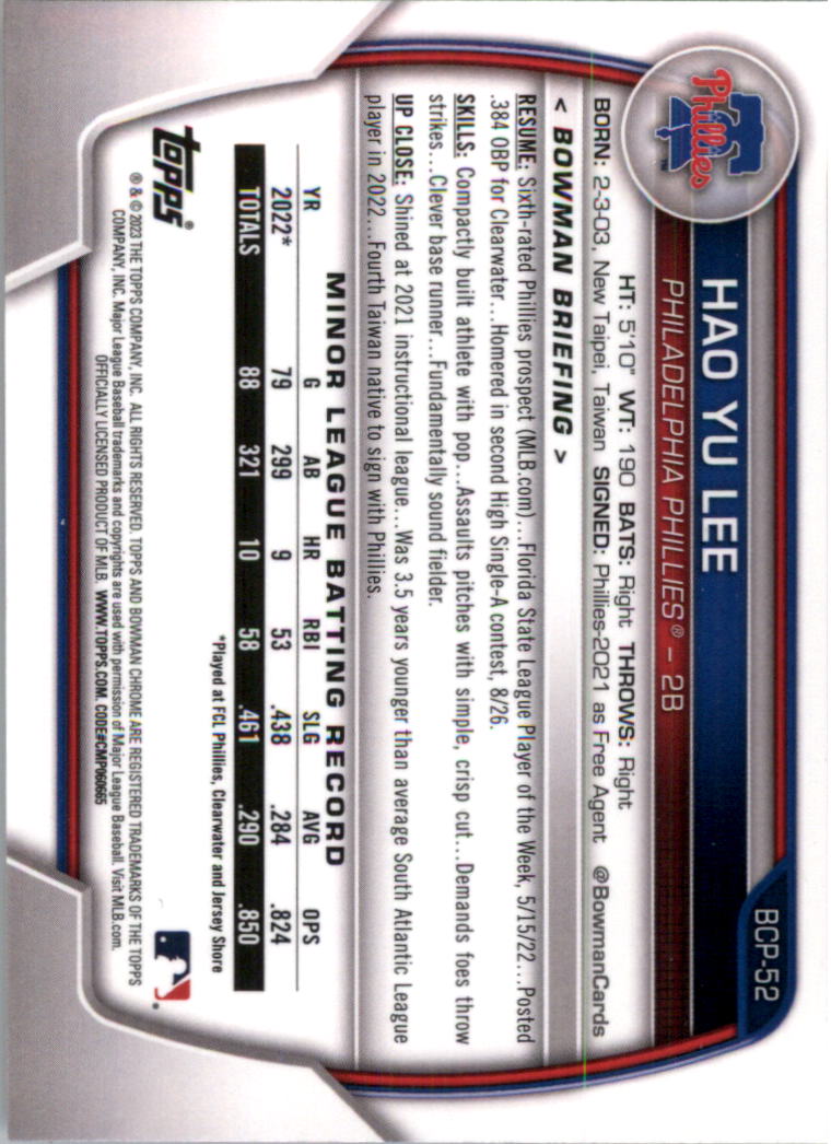 Selección de tarjeta de béisbol Bowman Chrome Prospects 2023 (base) - Imagen 87 de 438