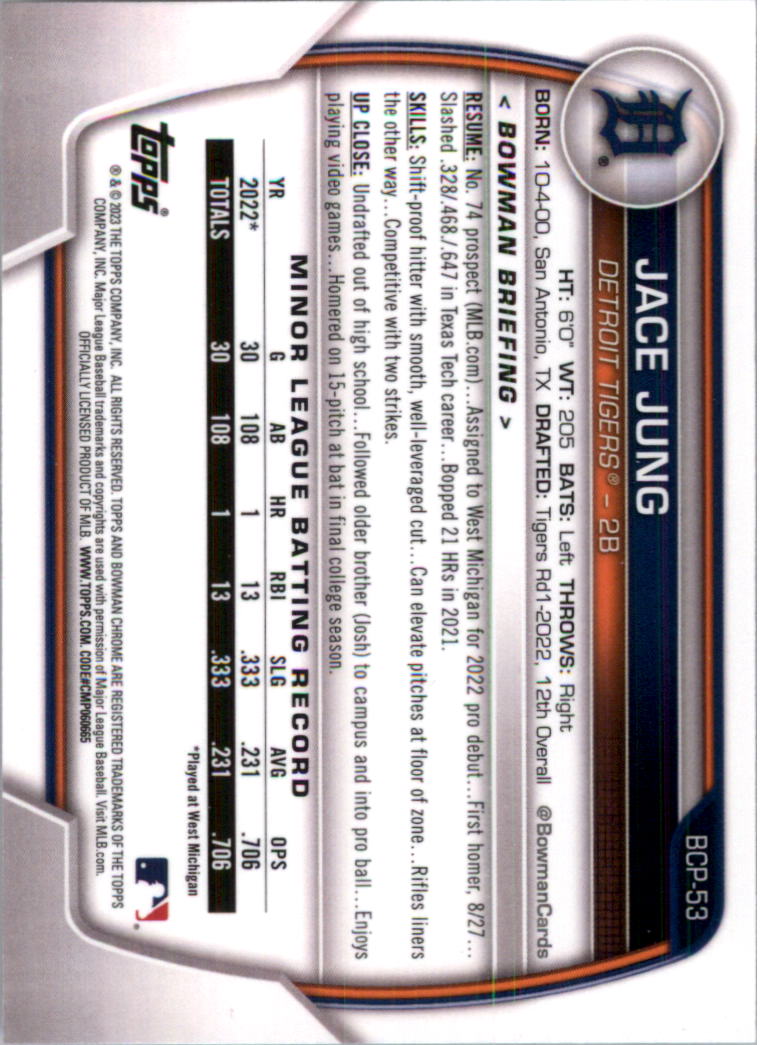 Selección de tarjeta de béisbol Bowman Chrome Prospects 2023 (base) - Imagen 89 de 438