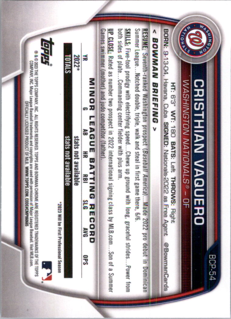 Selección de tarjeta de béisbol Bowman Chrome Prospects 2023 (base) - Imagen 91 de 438