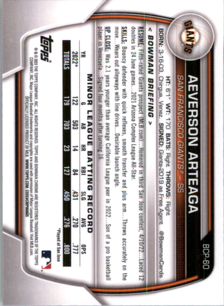 Selección de tarjeta de béisbol Bowman Chrome Prospects 2023 (base) - Imagen 103 de 438
