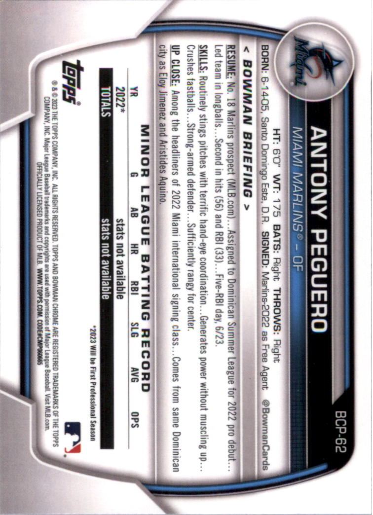 Selección de tarjeta de béisbol Bowman Chrome Prospects 2023 (base) - Imagen 105 de 438