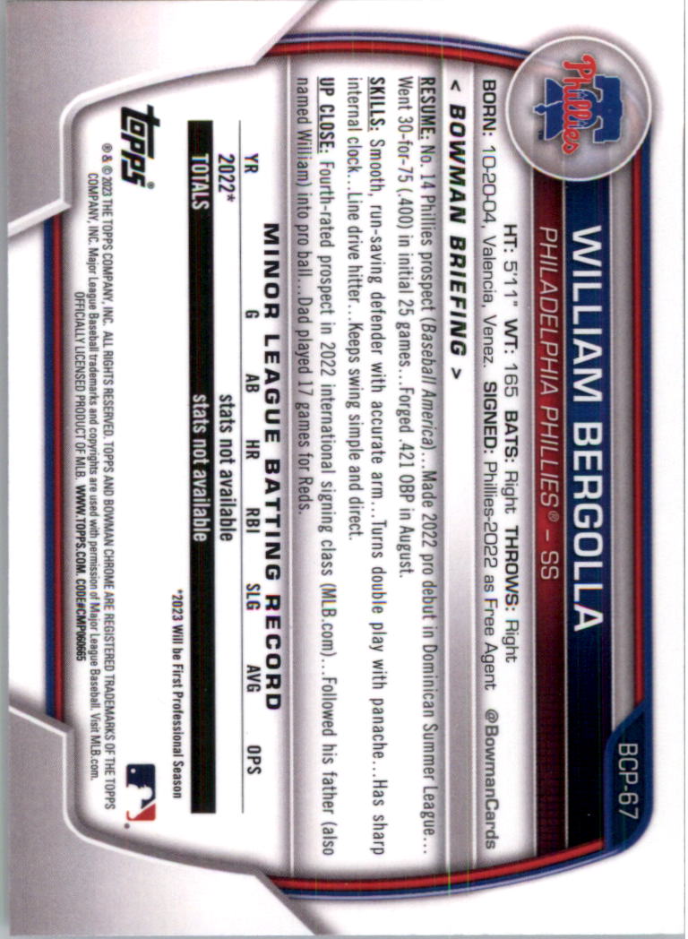 Selección de tarjeta de béisbol Bowman Chrome Prospects 2023 (base) - Imagen 113 de 438