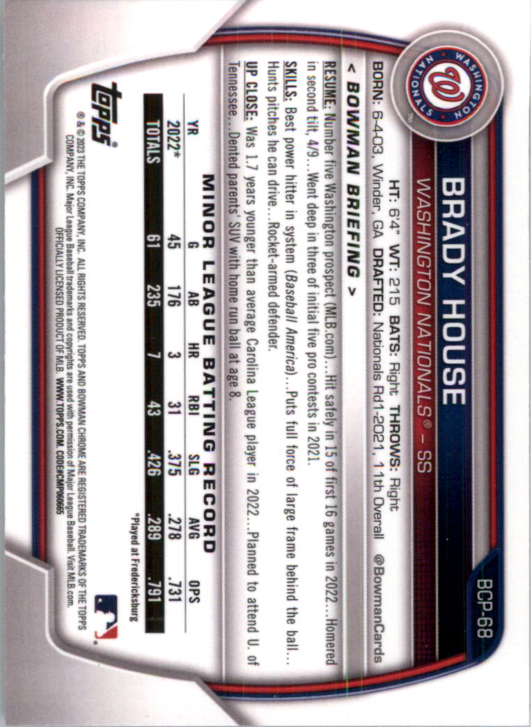 Selección de tarjeta de béisbol Bowman Chrome Prospects 2023 (base) - Imagen 115 de 438