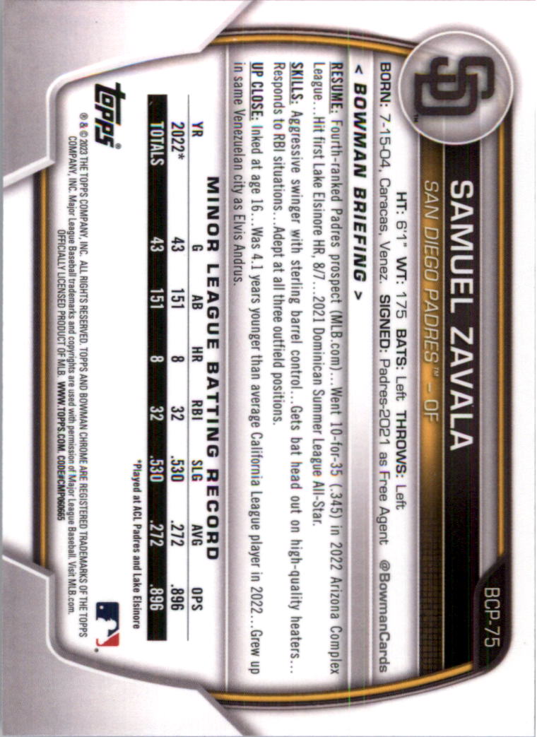 Selección de tarjeta de béisbol Bowman Chrome Prospects 2023 (base) - Imagen 127 de 438