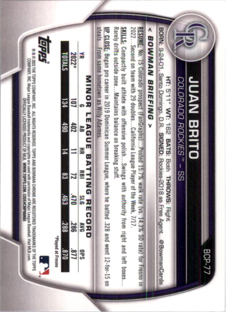 Selección de tarjeta de béisbol Bowman Chrome Prospects 2023 (base) - Imagen 131 de 438