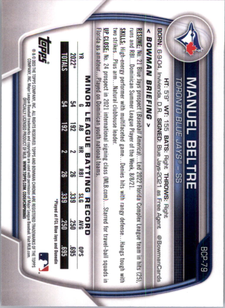 Selección de tarjeta de béisbol Bowman Chrome Prospects 2023 (base) - Imagen 135 de 438