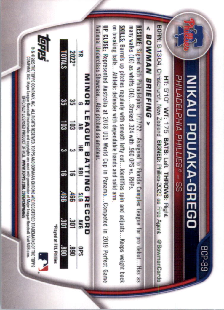 Selección de tarjeta de béisbol Bowman Chrome Prospects 2023 (base) - Imagen 153 de 438