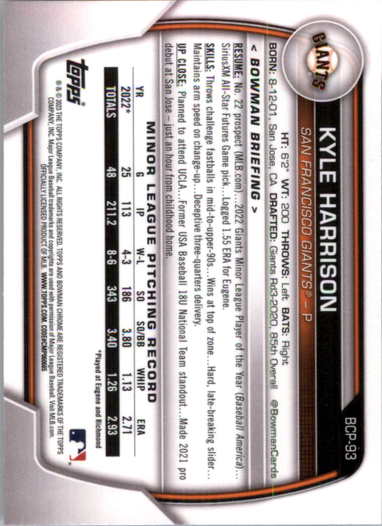 Selección de tarjeta de béisbol Bowman Chrome Prospects 2023 (base) - Imagen 161 de 438