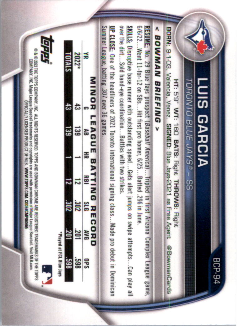 Selección de tarjeta de béisbol Bowman Chrome Prospects 2023 (base) - Imagen 163 de 438