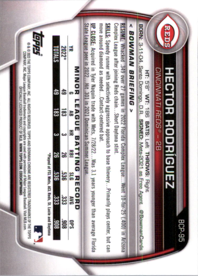 Selección de tarjeta de béisbol Bowman Chrome Prospects 2023 (base) - Imagen 165 de 438