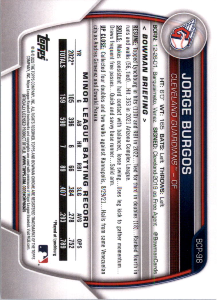 Selección de tarjeta de béisbol Bowman Chrome Prospects 2023 (base) - Imagen 171 de 438