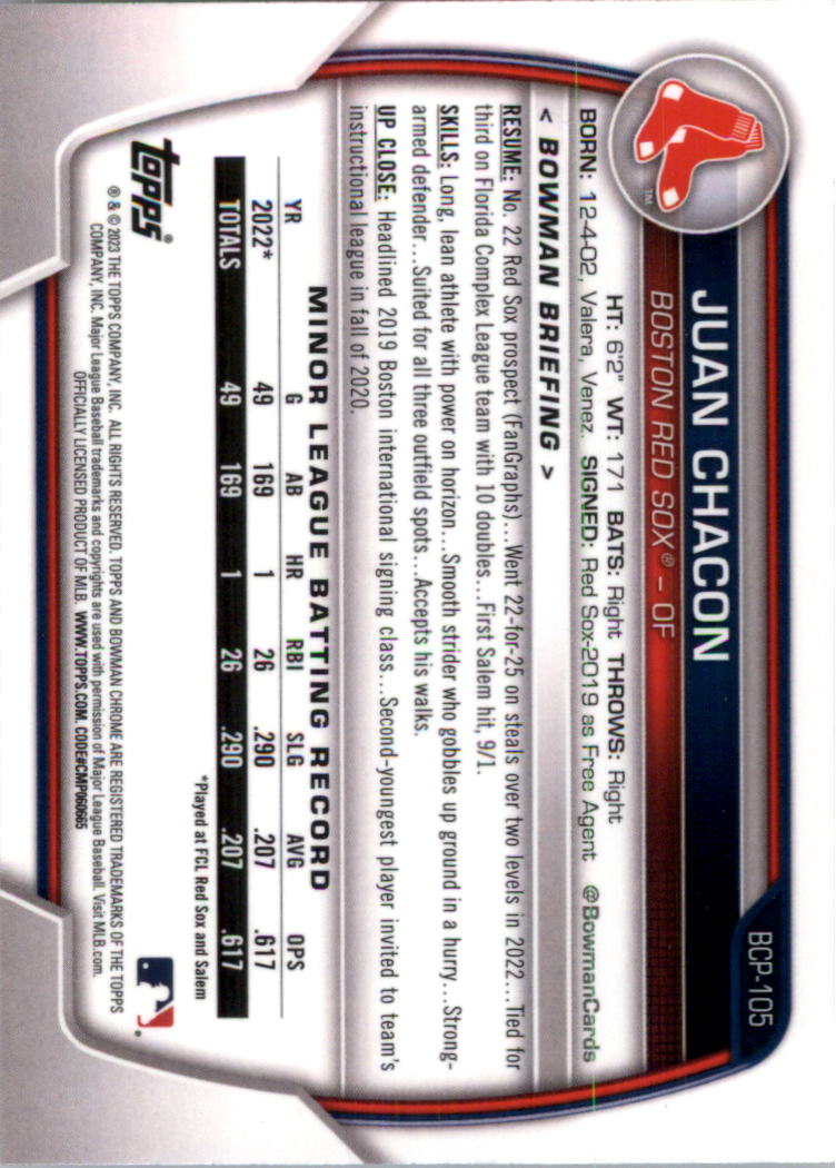 Selección de tarjeta de béisbol Bowman Chrome Prospects 2023 (base) - Imagen 183 de 438