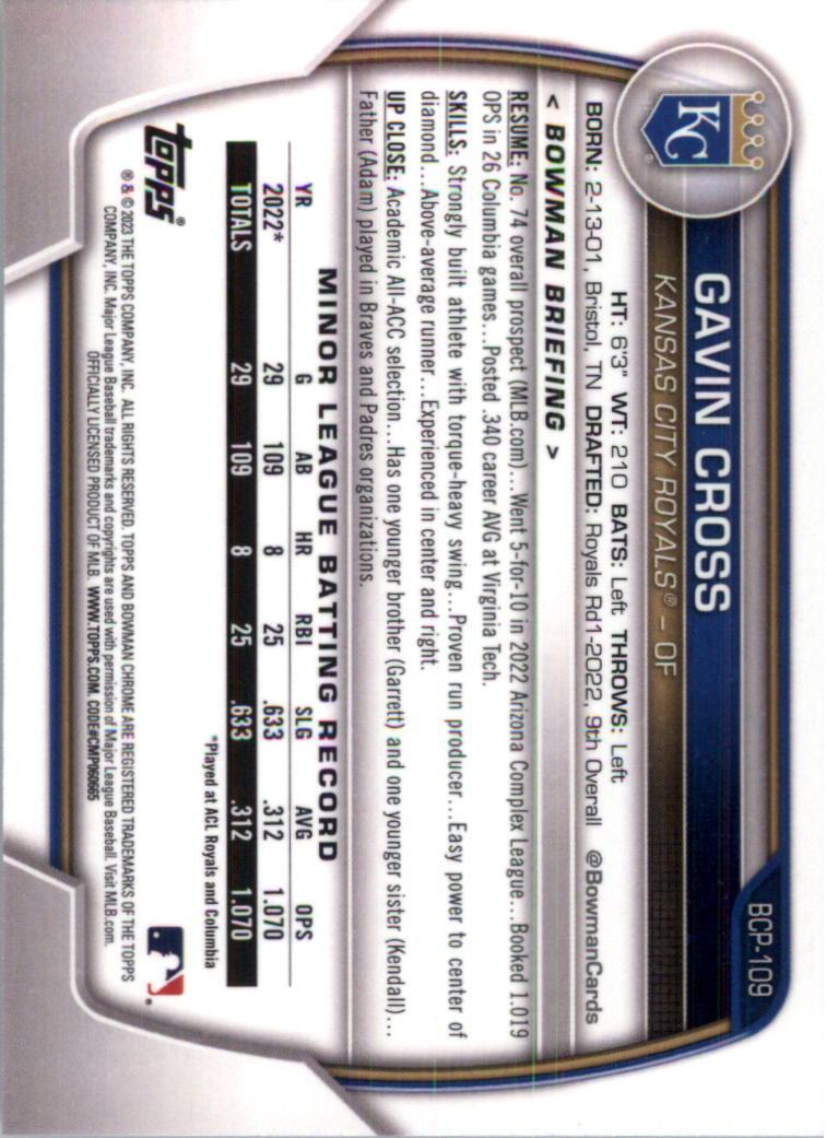 Selección de tarjeta de béisbol Bowman Chrome Prospects 2023 (base) - Imagen 191 de 438