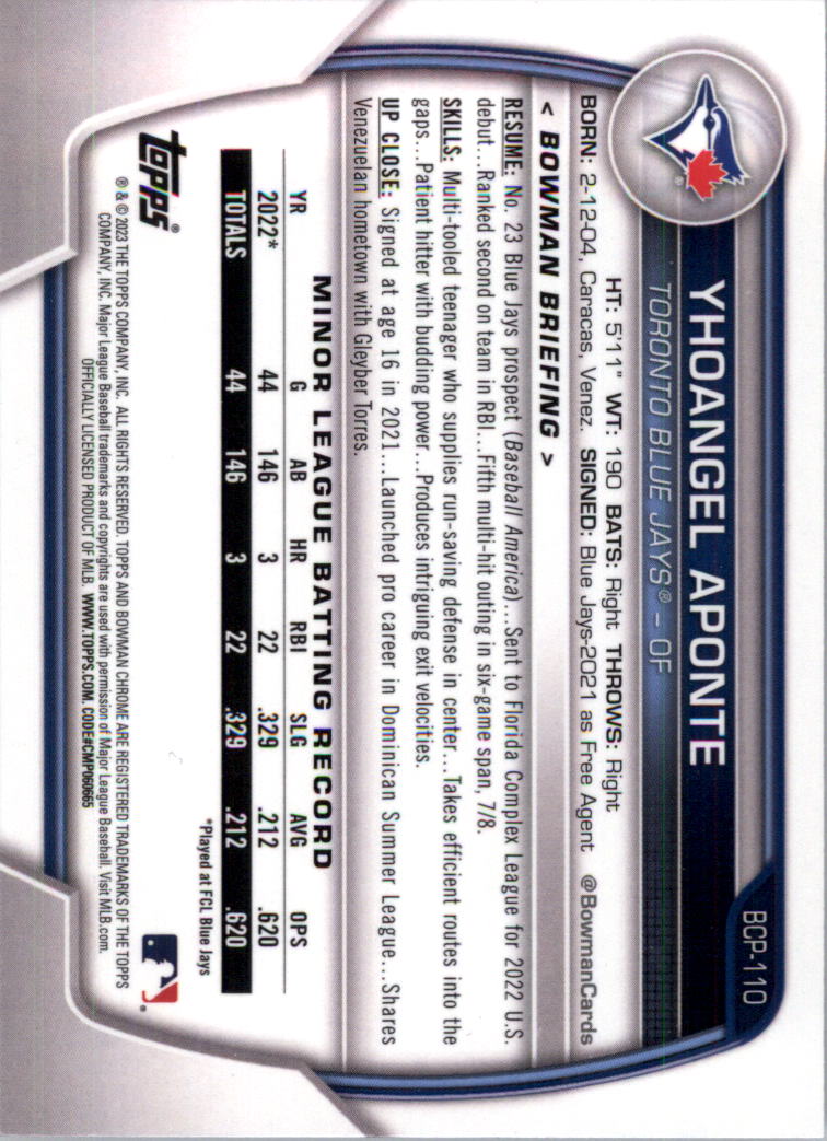 Selección de tarjeta de béisbol Bowman Chrome Prospects 2023 (base) - Imagen 193 de 438
