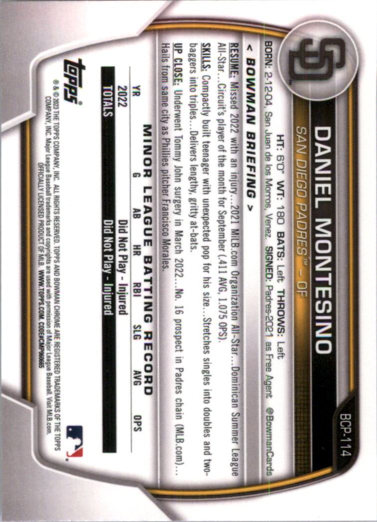Selección de tarjeta de béisbol Bowman Chrome Prospects 2023 (base) - Imagen 199 de 438