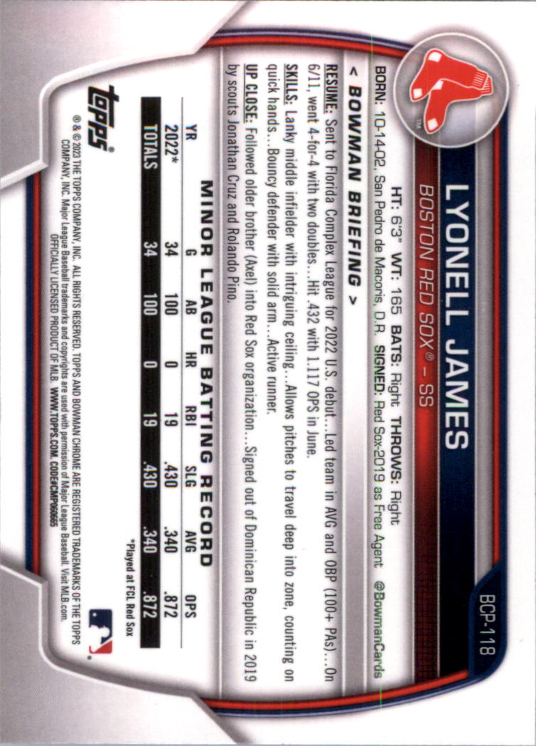 Selección de tarjeta de béisbol Bowman Chrome Prospects 2023 (base) - Imagen 205 de 438
