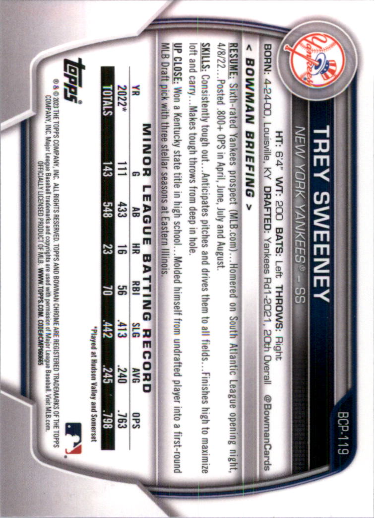 Selección de tarjeta de béisbol Bowman Chrome Prospects 2023 (base) - Imagen 207 de 438