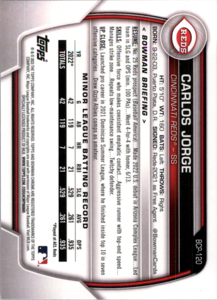 Selección de tarjeta de béisbol Bowman Chrome Prospects 2023 (base) - Imagen 209 de 438
