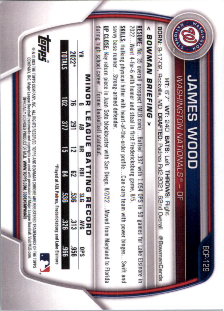 Selección de tarjeta de béisbol Bowman Chrome Prospects 2023 (base) - Imagen 223 de 438