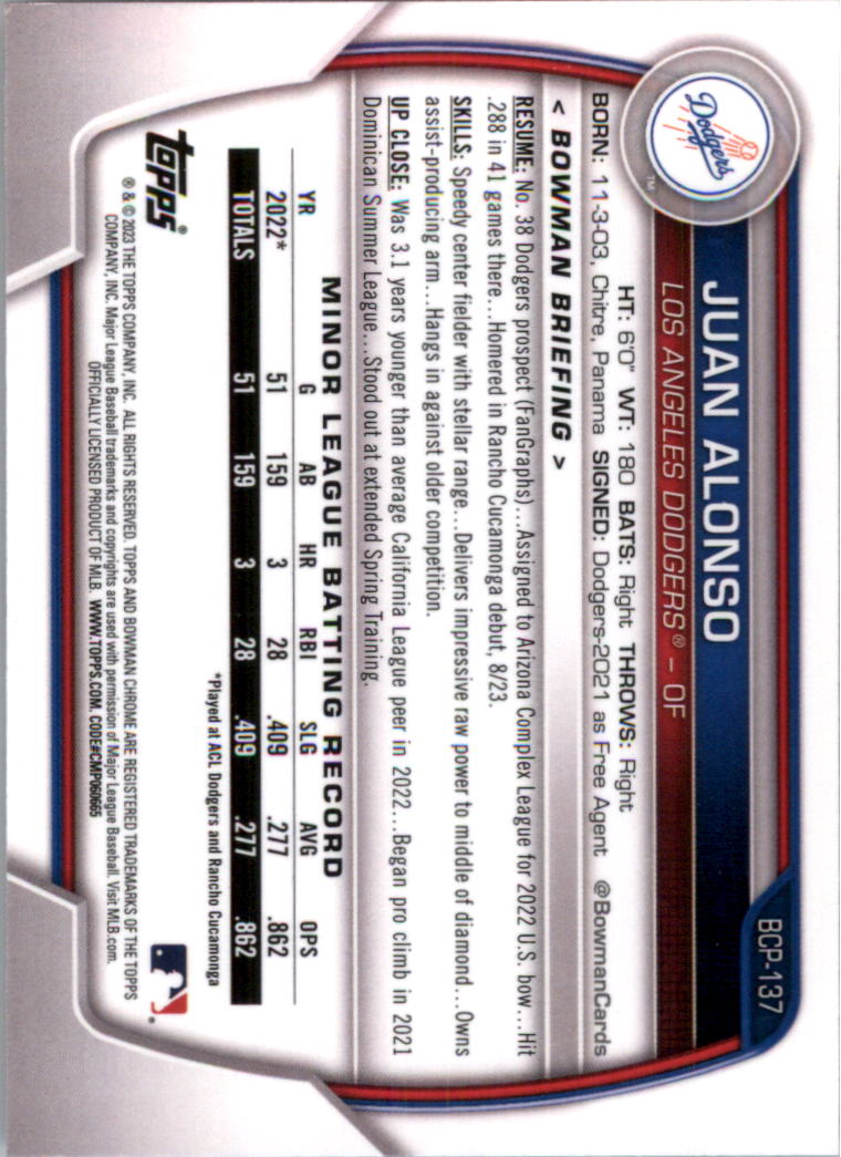 Selección de tarjeta de béisbol Bowman Chrome Prospects 2023 (base) - Imagen 233 de 438