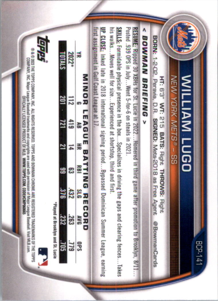 Selección de tarjeta de béisbol Bowman Chrome Prospects 2023 (base) - Imagen 237 de 438