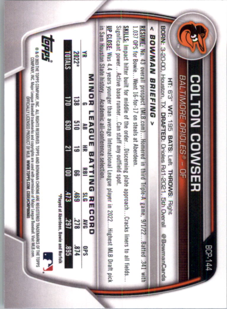 Selección de tarjeta de béisbol Bowman Chrome Prospects 2023 (base) - Imagen 241 de 438