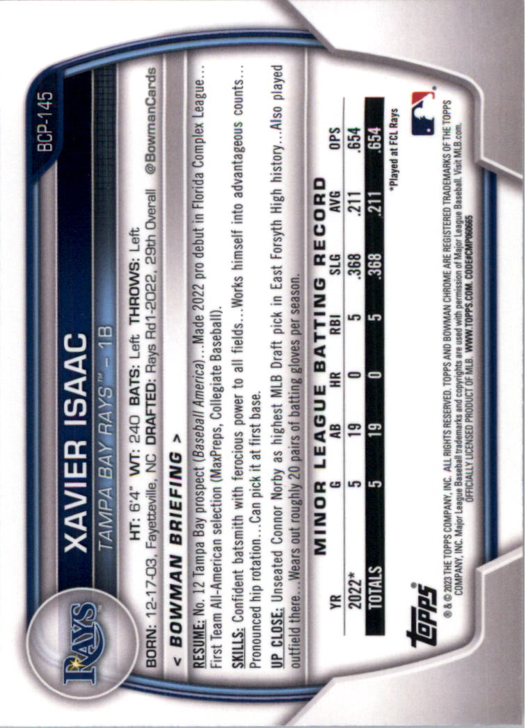 Selección de tarjeta de béisbol Bowman Chrome Prospects 2023 (base) - Imagen 243 de 438