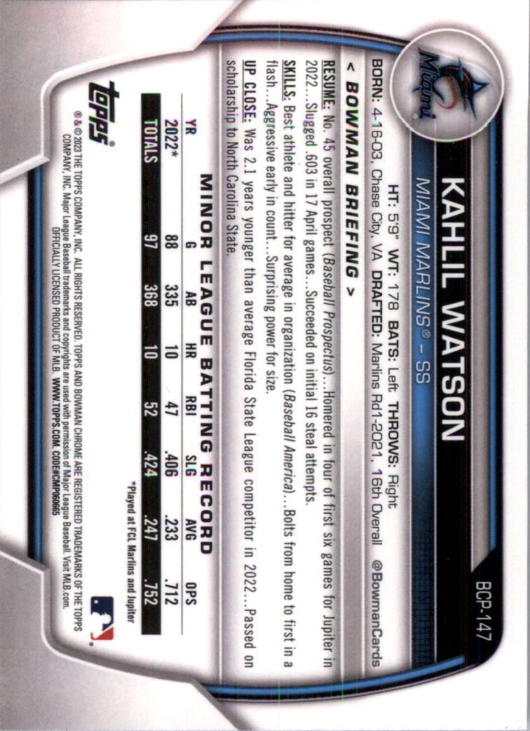 Selección de tarjeta de béisbol Bowman Chrome Prospects 2023 (base) - Imagen 245 de 438