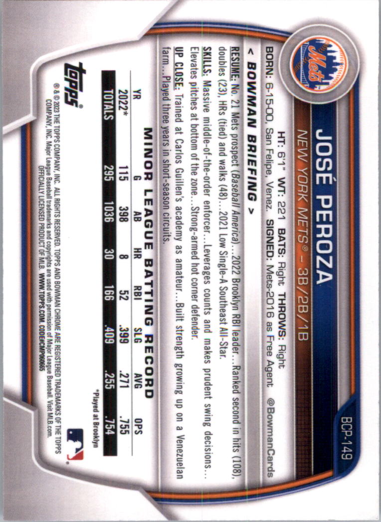Selección de tarjeta de béisbol Bowman Chrome Prospects 2023 (base) - Imagen 249 de 438
