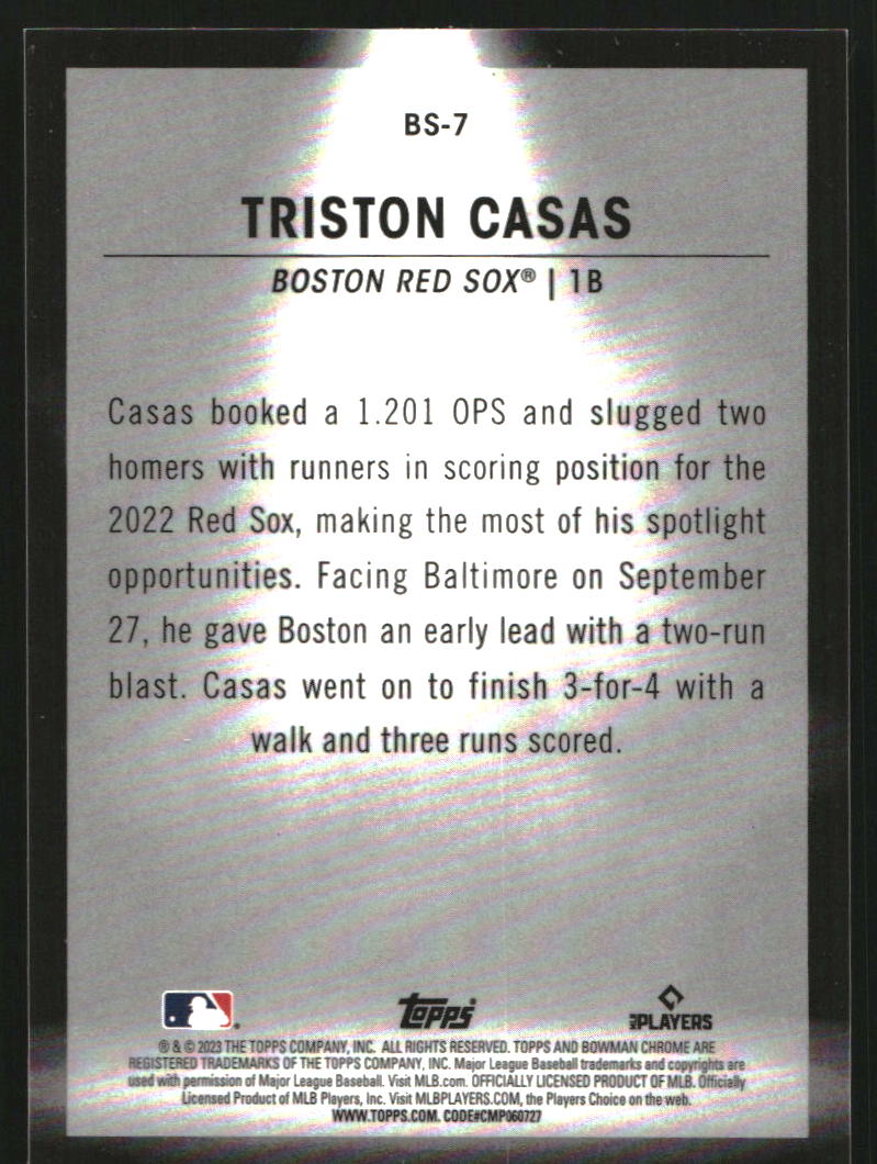 2023 Bowman Chrome Bowman Spotlights Aqua Refractors #BS7 Triston Casas
