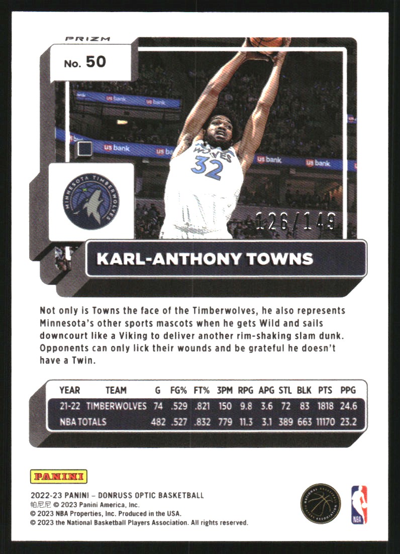 2022-23 Donruss Optic Lime Green #50 Karl-Anthony Towns