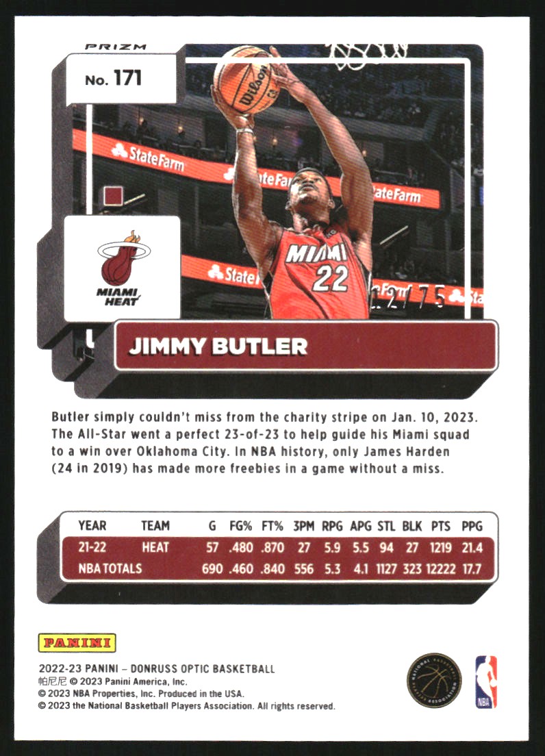 2022-23 Donruss Optic Fast Break Red #171 Jimmy Butler