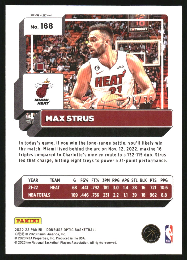 2022-23 Donruss Optic Black Velocity #168 Max Strus