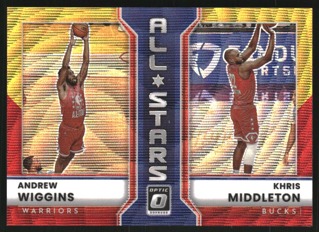 2022-23 Donruss Optic All-Stars Red and Gold Wave #7 Andrew Wiggins/Khris Middleton