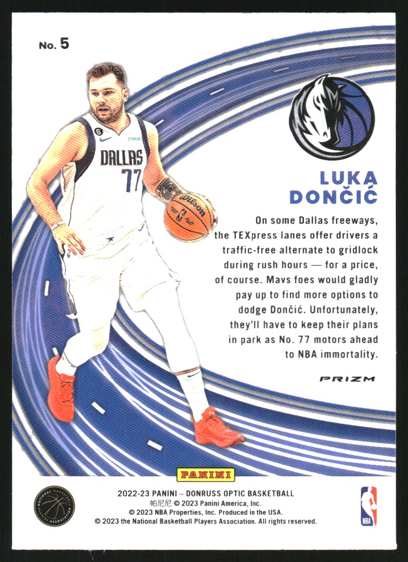 2022-23 Donruss Optic Express Lane Purple #5 Luka Doncic