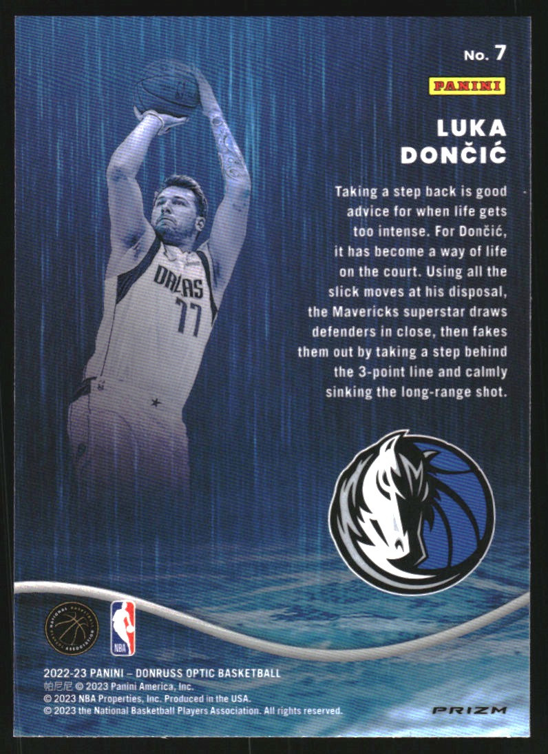 2022-23 Donruss Optic Raining 3s Holo #7 Luka Doncic