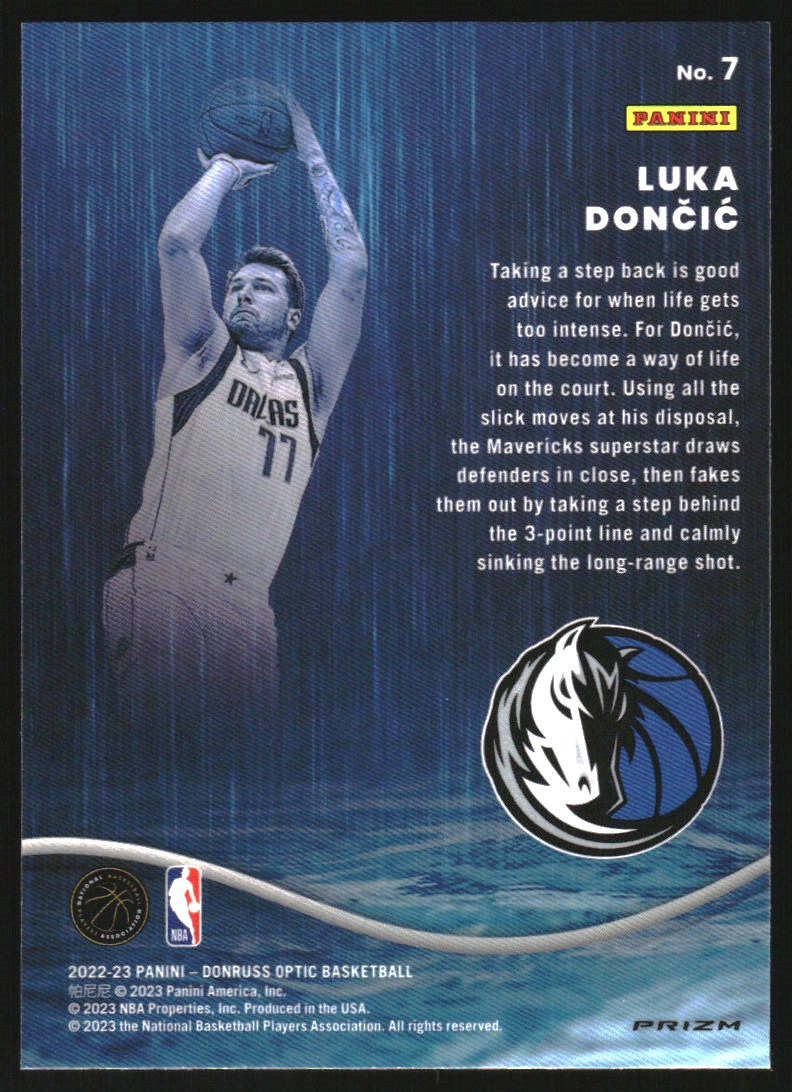 2022-23 Donruss Optic Raining 3s Red Wave #7 Luka Doncic