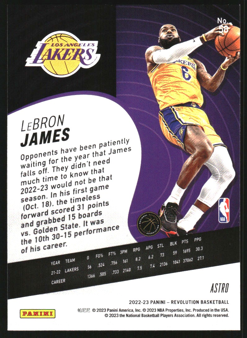 2022-23 Panini Revolution Astro #58 LeBron James